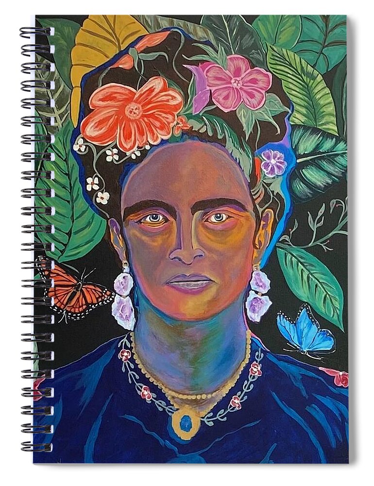 Spiral Notebook featuring the painting Frida Kahlo by Bill Manson