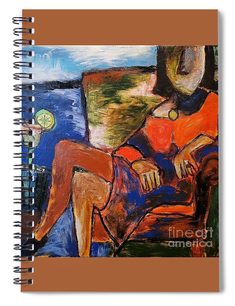  Spiral Notebook featuring the painting The Friday Night Legs, with Fancy Drink by Mark SanSouci