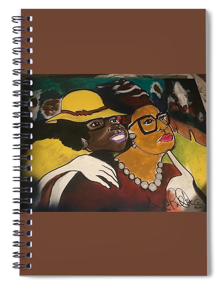  Spiral Notebook featuring the painting Friends by Angie ONeal