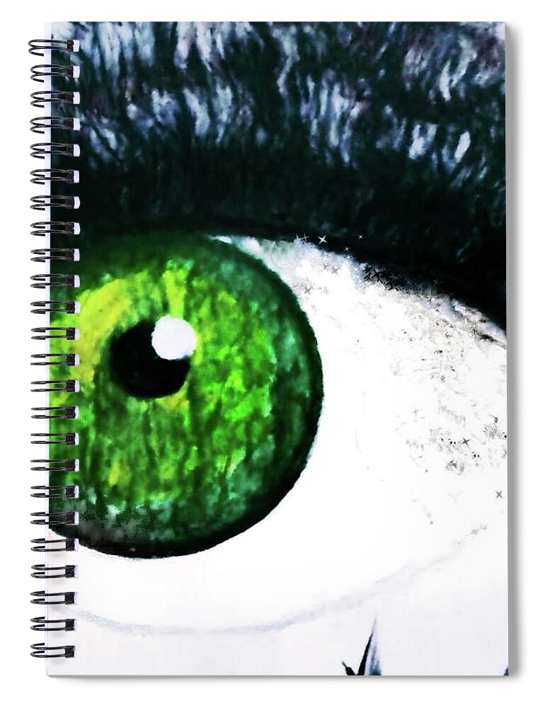 Fright Spiral Notebook featuring the painting Frightening Eye by Anna Adams