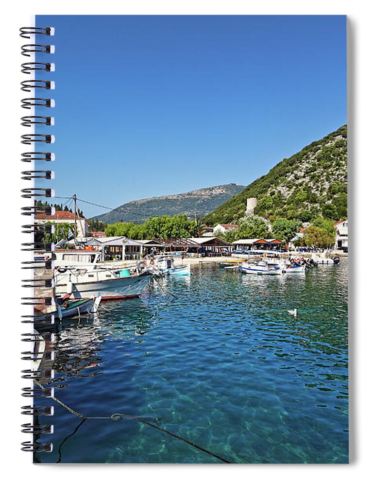 Frikes Spiral Notebook featuring the photograph Frikes in Ithaki island, Greece by Constantinos Iliopoulos