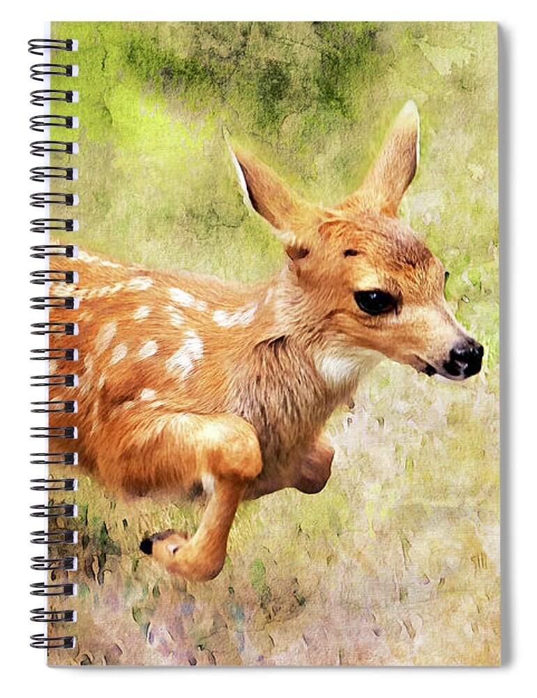 Fawns Spiral Notebook featuring the photograph Frisky Fawn Watercolor by Peggy Collins