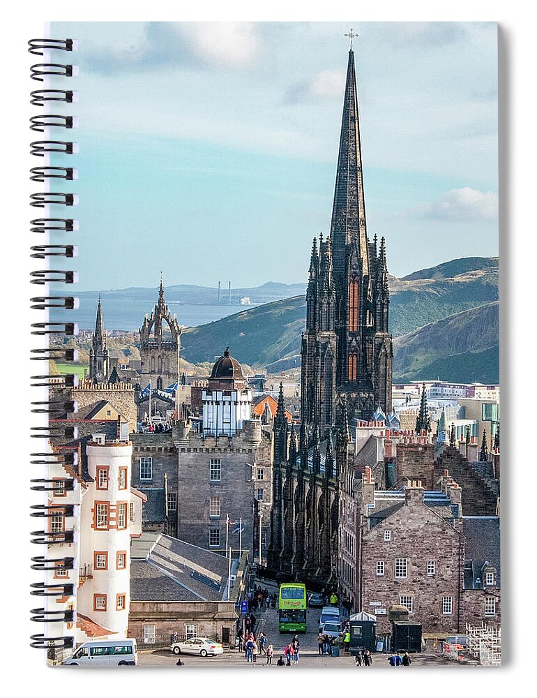 Castle Of Edinburgh Spiral Notebook featuring the digital art From the Castle of Edinburgh, Scotland by SnapHappy Photos