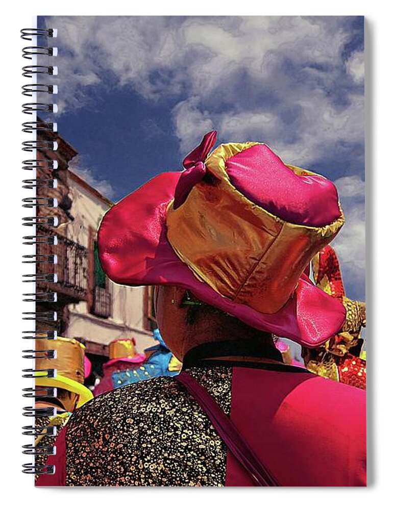 Day Of The Crazies Spiral Notebook featuring the photograph From Within The Parade by John Kolenberg