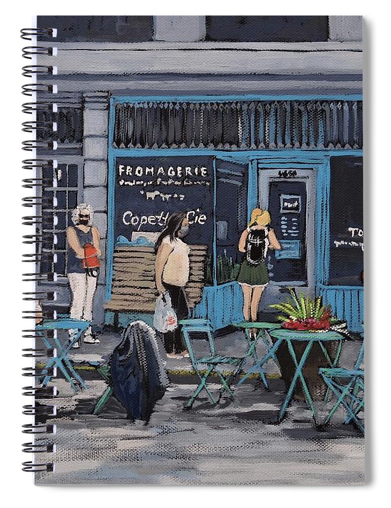 Street Scenes Spiral Notebook featuring the painting Fromagerie Copette Cie by Reb Frost