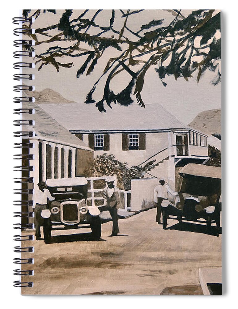 Front Street Spiral Notebook featuring the painting Front Street 1930s by Margaret Brooks