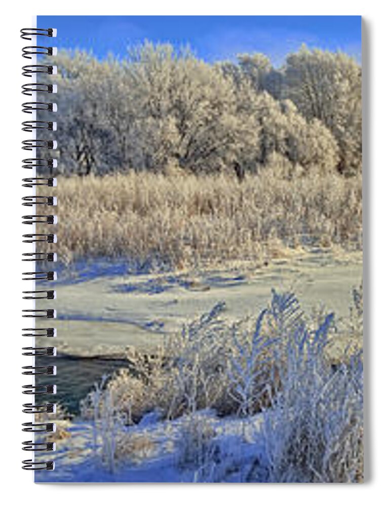 Winter Landscape Spiral Notebook featuring the photograph Frost Along the Creek - Panorama by Bruce Morrison