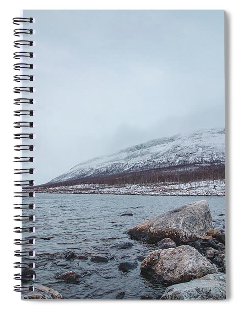 Environment Spiral Notebook featuring the photograph Frosty morning at Lake Ylinen Kilpisjarvi by Vaclav Sonnek