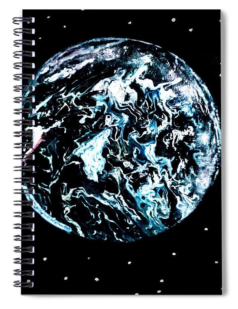 Frozen Spiral Notebook featuring the painting Frozen planet by Anna Adams