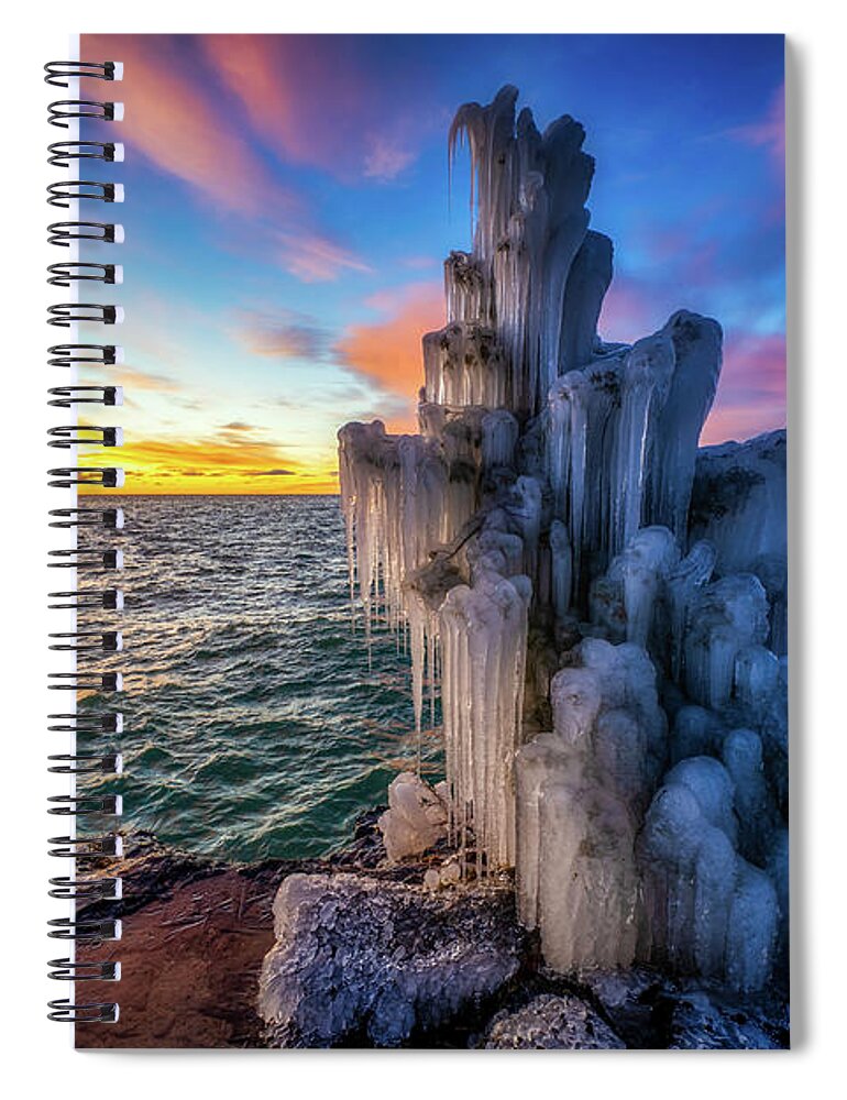 Door County Spiral Notebook featuring the photograph Frozen Sunrise by Brad Bellisle