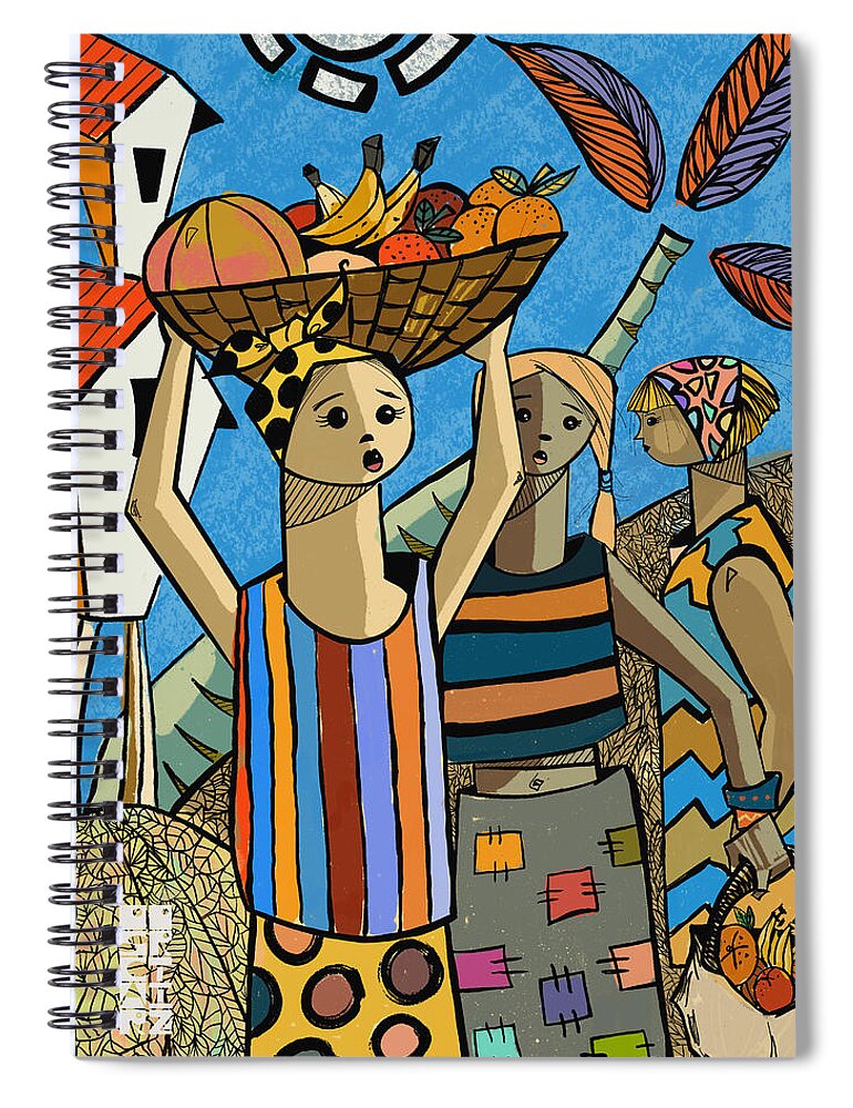 Flea Market Spiral Notebook featuring the painting Frutas del Mercado by Oscar Ortiz
