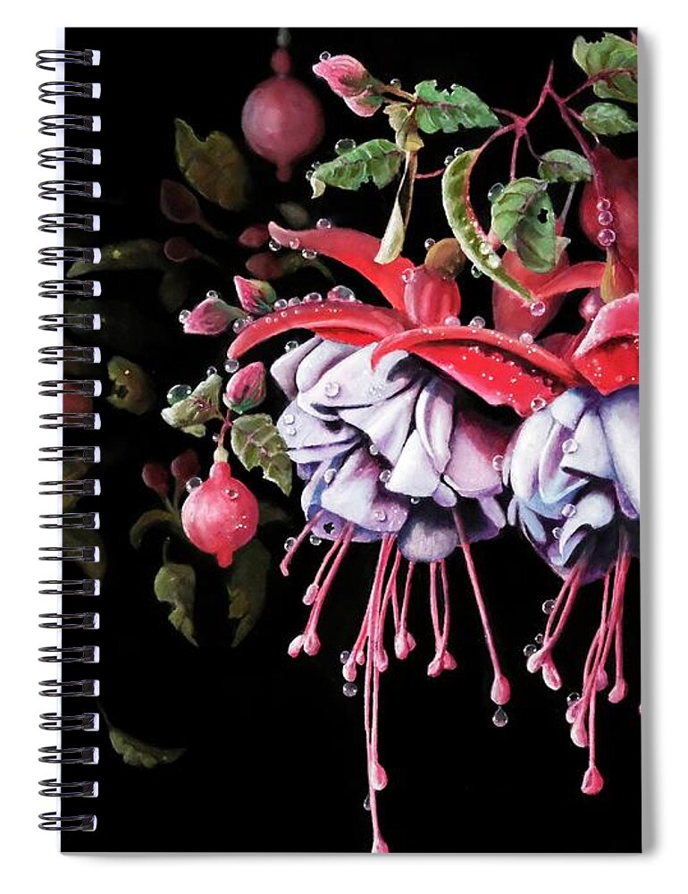 Fuchsia Spiral Notebook featuring the painting Fuchsia by Jeanette Ferguson