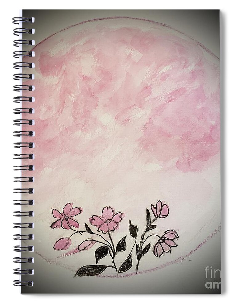 Spiritual Walk In The Park Spiral Notebook featuring the painting Full Flower Moon by Margaret Welsh Willowsilk