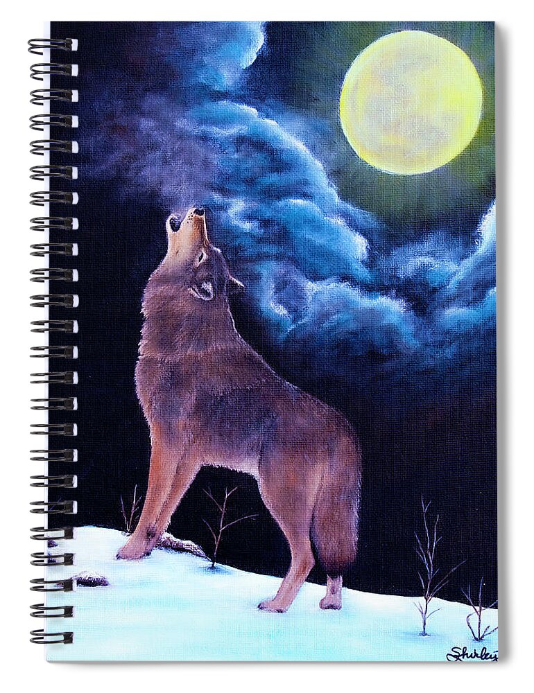 Wolf Spiral Notebook featuring the painting The Wandering Wolf by Shirley Dutchkowski