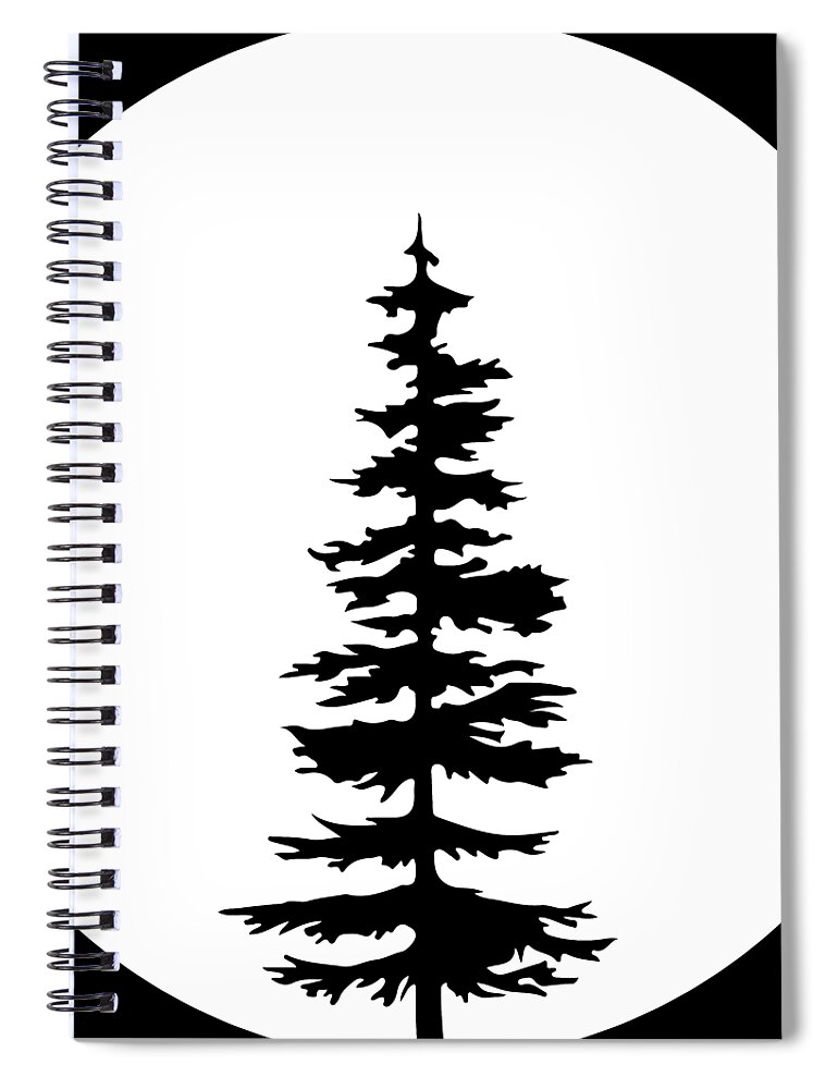 Glow Spiral Notebook featuring the digital art Full Moon Tree Silhouette by Pelo Blanco Photo