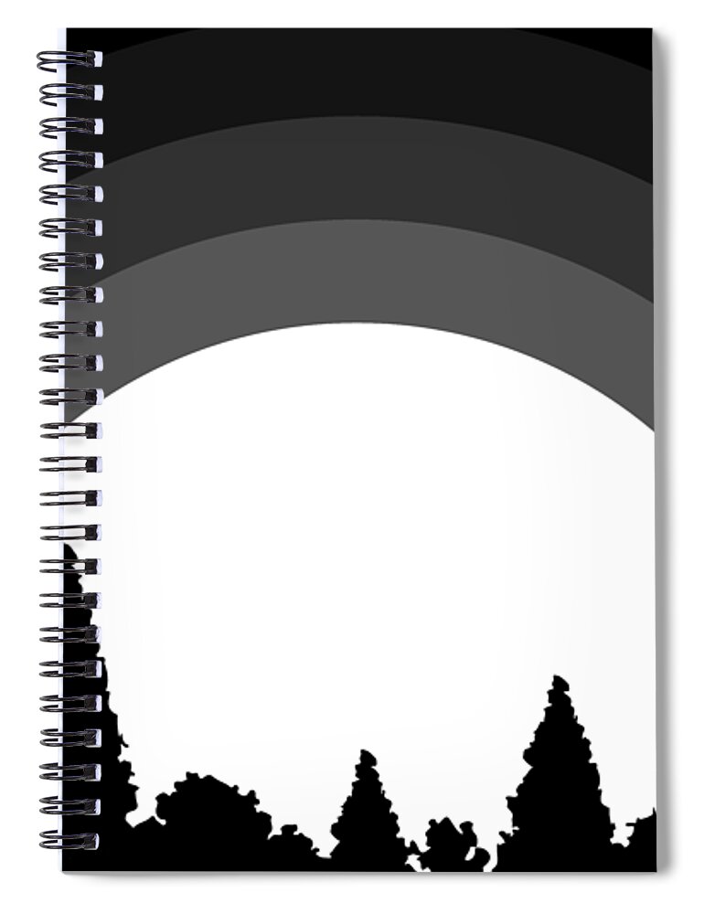 Glow Spiral Notebook featuring the digital art Full Moon Trees Silhouette by Pelo Blanco Photo