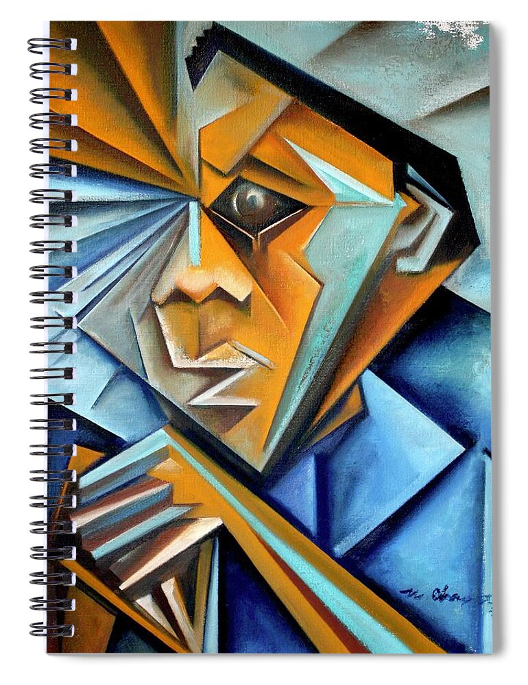 James Baldwin Spiral Notebook featuring the painting Functionality in Sight and Mind / A portrait of James Baldwin by Martel Chapman