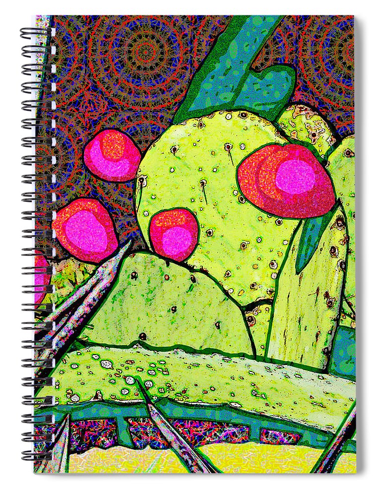 Retro Spiral Notebook featuring the digital art Funky Cactus by Rod Whyte