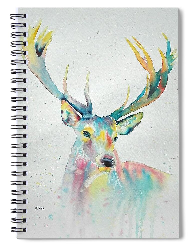 Deer Spiral Notebook featuring the painting Funky Deer by Sandie Croft