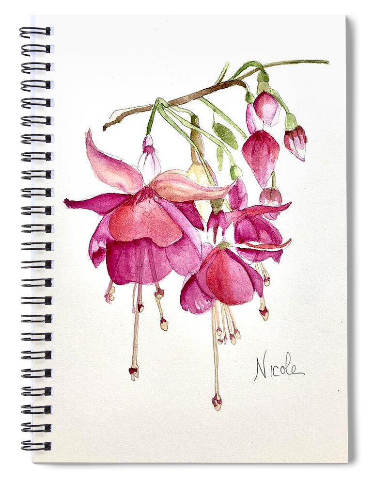 Fuschia. Flower Spiral Notebook featuring the painting Fuschia by Nicole Curreri
