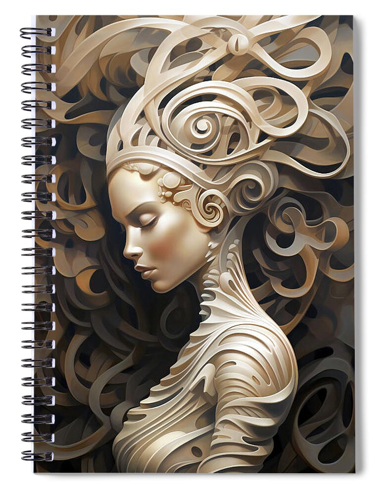 Portrait Spiral Notebook featuring the mixed media Futurism by Jacky Gerritsen