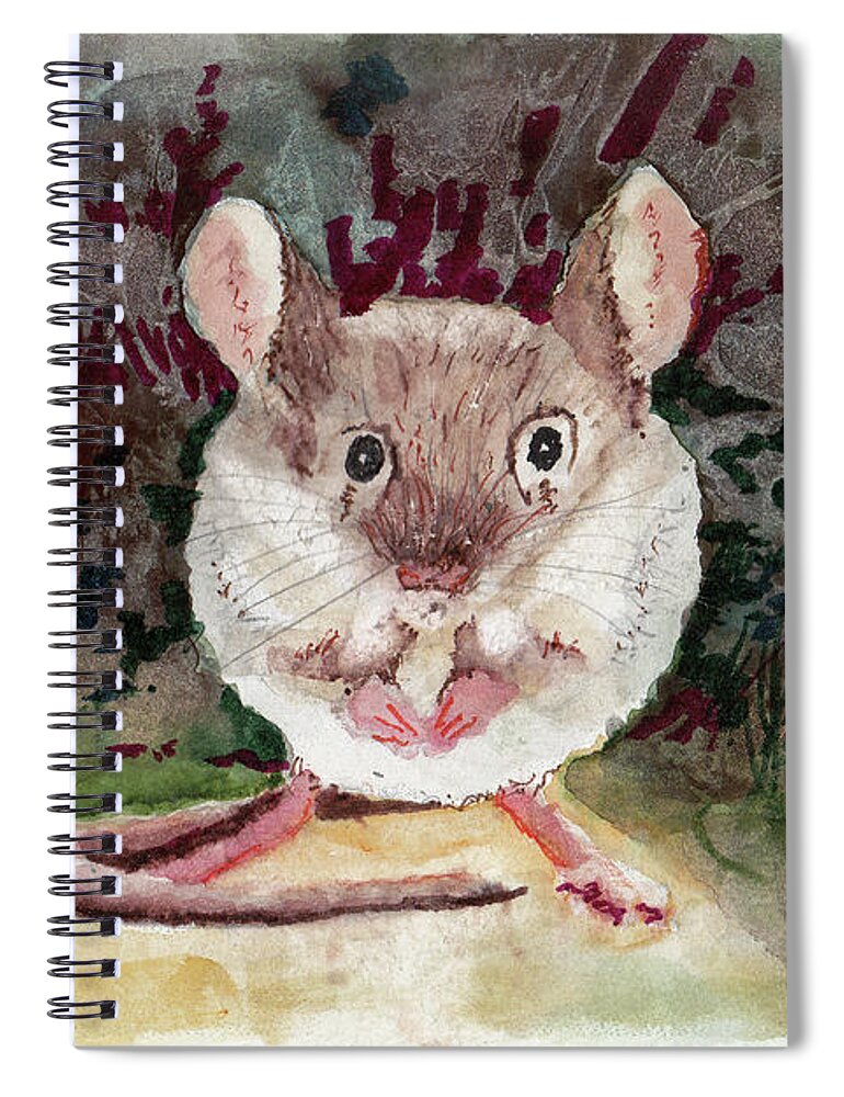 Mouse Spiral Notebook featuring the painting Fuzzy Little Fellow by Sam Sidders