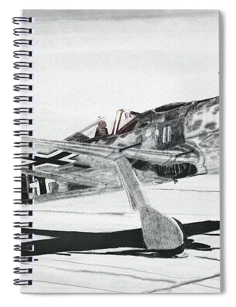 Aviation Spiral Notebook featuring the digital art Fw-190a by Douglas Castleman