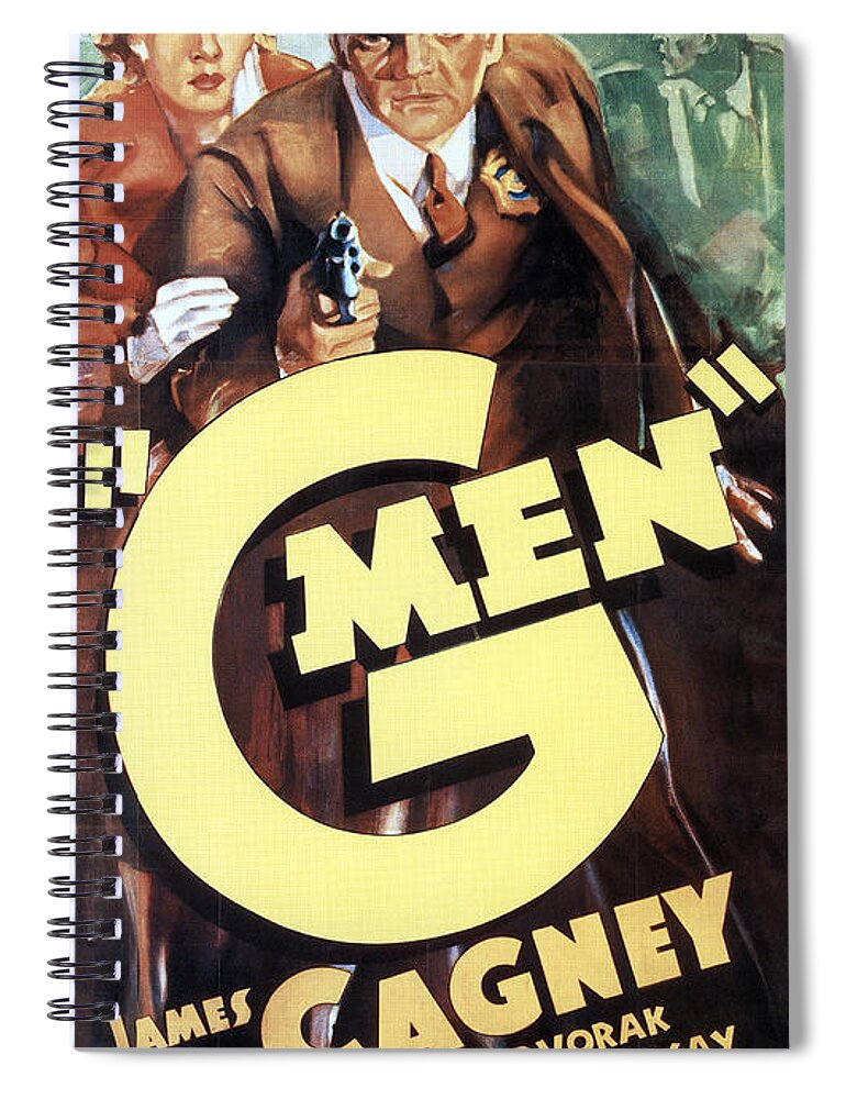 James Cagney Spiral Notebook featuring the mixed media ''G Men'' - 1935 by Movie World Posters
