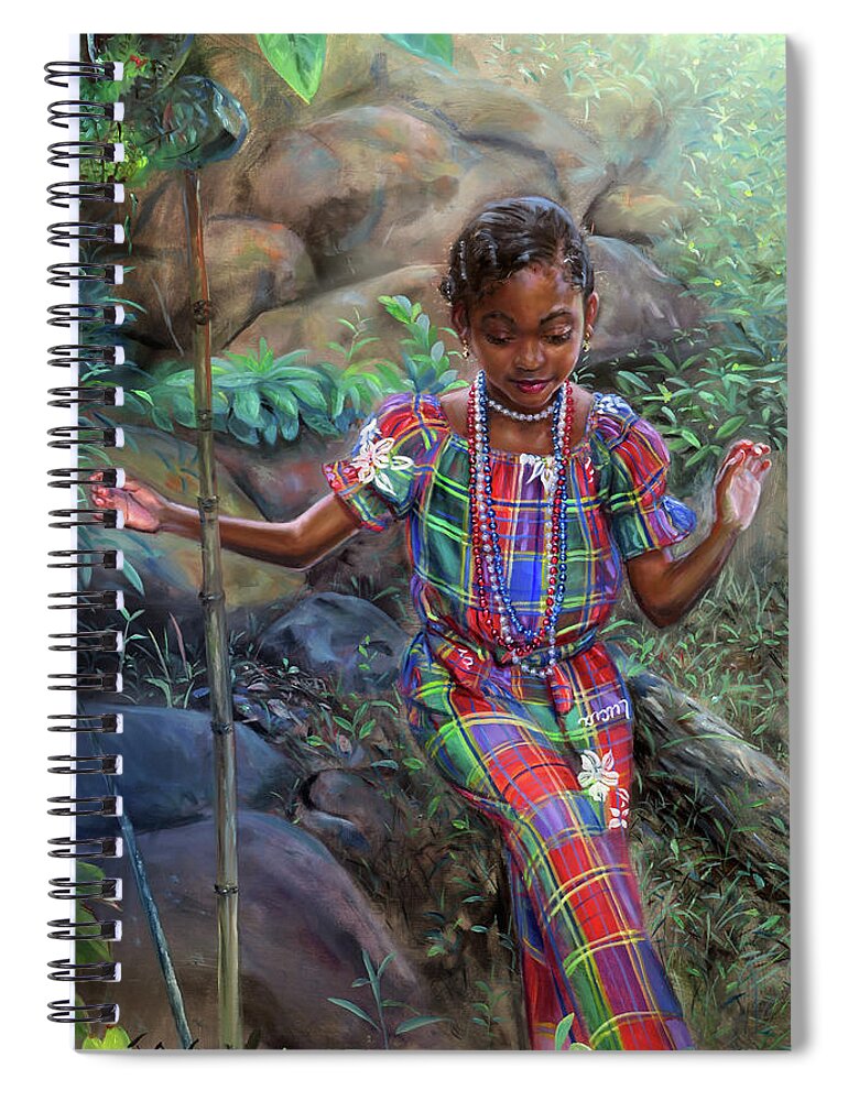 Caribbean Spiral Notebook featuring the painting Gabrielle Among Bounlders by Jonathan Gladding