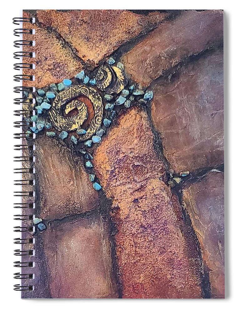 Abstract Spiral Notebook featuring the mixed media Gaia Treasure II by Terry Ann Morris