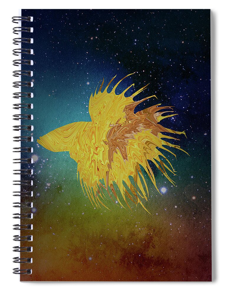 Galaxy Spiral Notebook featuring the digital art Galaxy Crowntail Betta Fish by Sambel Pedes