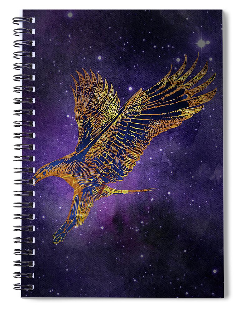 Hawk Spiral Notebook featuring the digital art Galaxy Hawk by Sambel Pedes