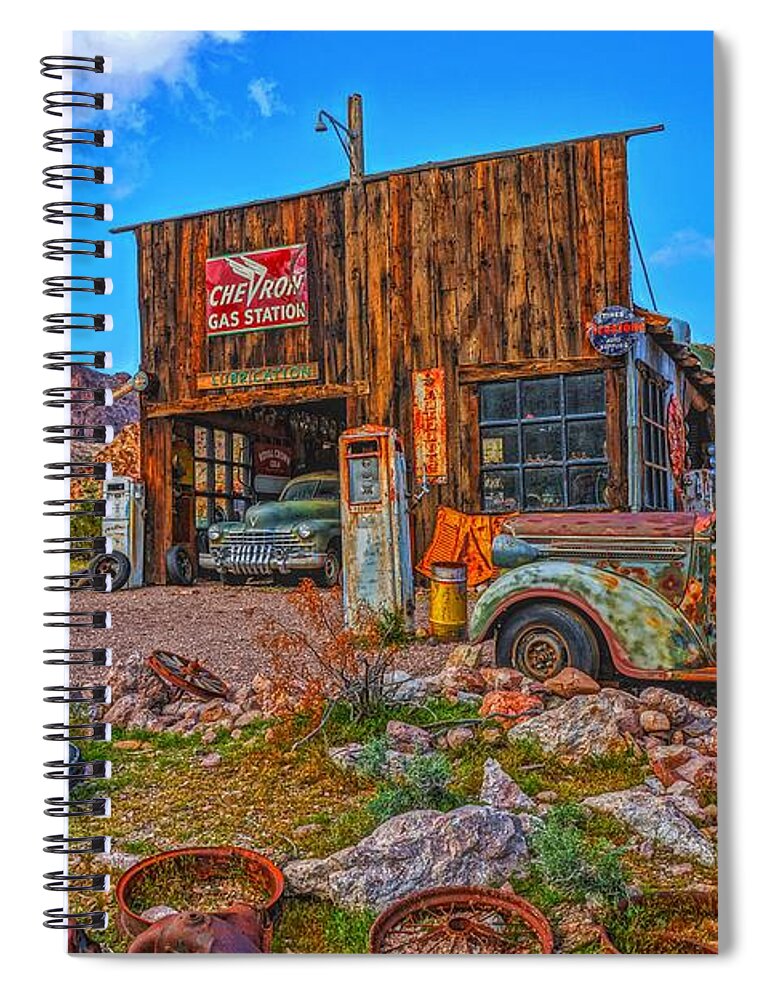  Spiral Notebook featuring the photograph Garage Days by Rodney Lee Williams