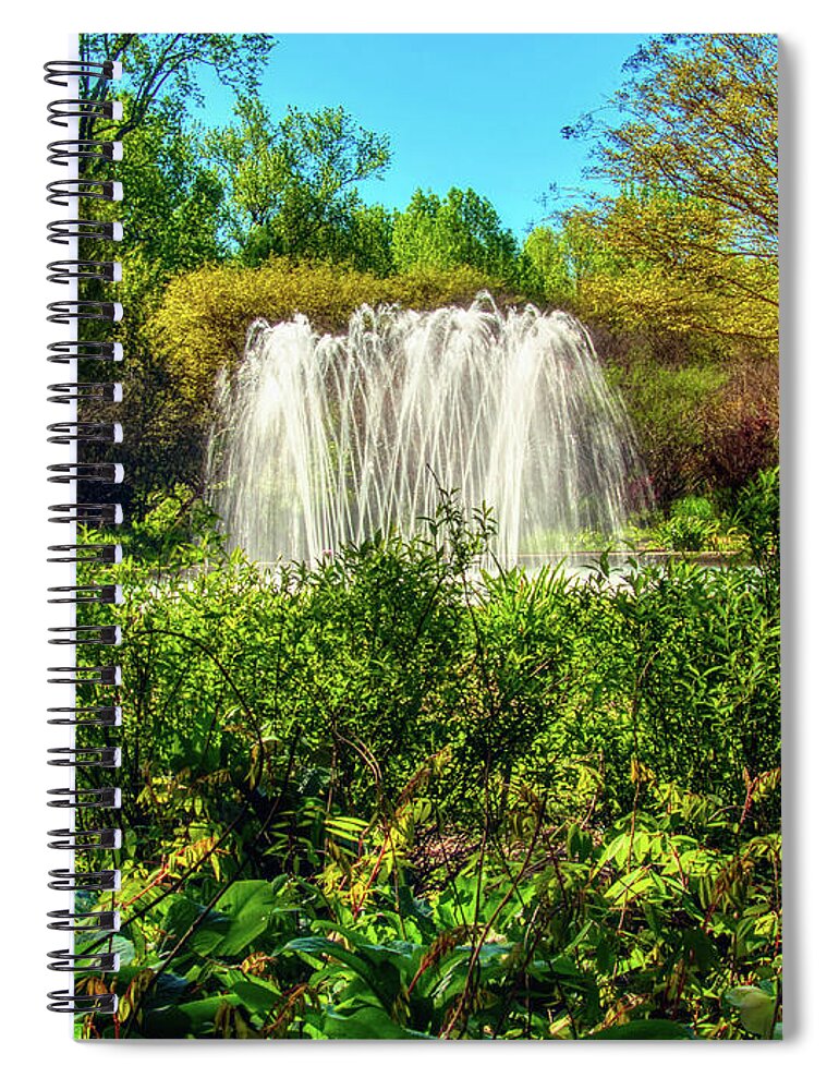Garden Spiral Notebook featuring the photograph Garden Fountain by Amy Dundon