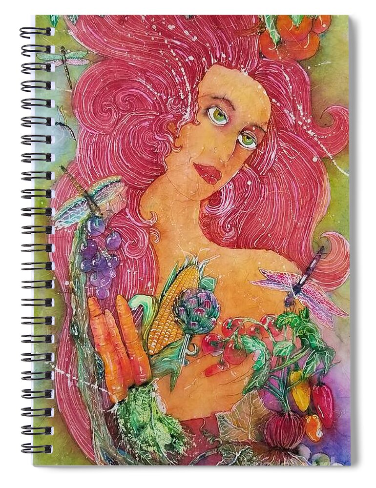 Vegetables Spiral Notebook featuring the painting Garden Goddess of the Vegetables by Carol Losinski Naylor
