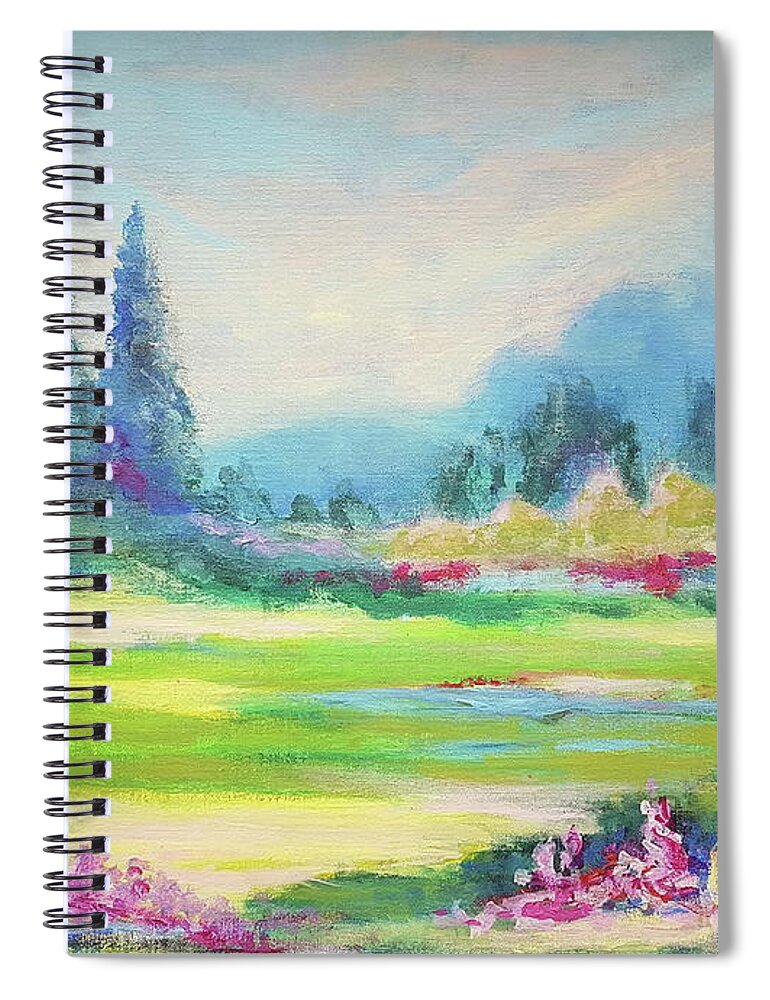 Landscape Spiral Notebook featuring the painting Garden Impressions II by Petra Burgmann