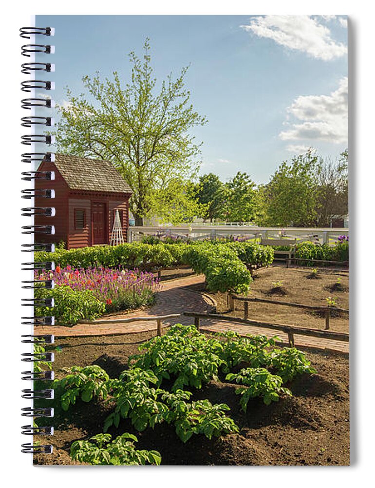 Colonial Williamsburg Spiral Notebook featuring the photograph Garden in the Springtime by Rachel Morrison