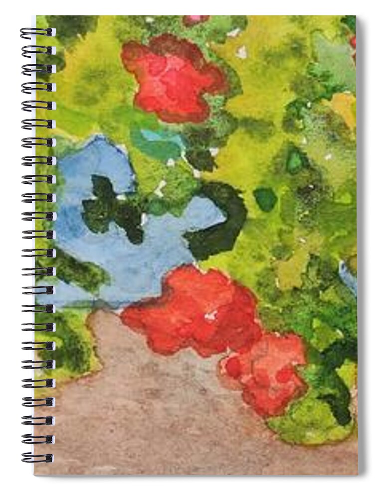 Abstract Spiral Notebook featuring the painting Garden by Mary Ellen Mueller Legault