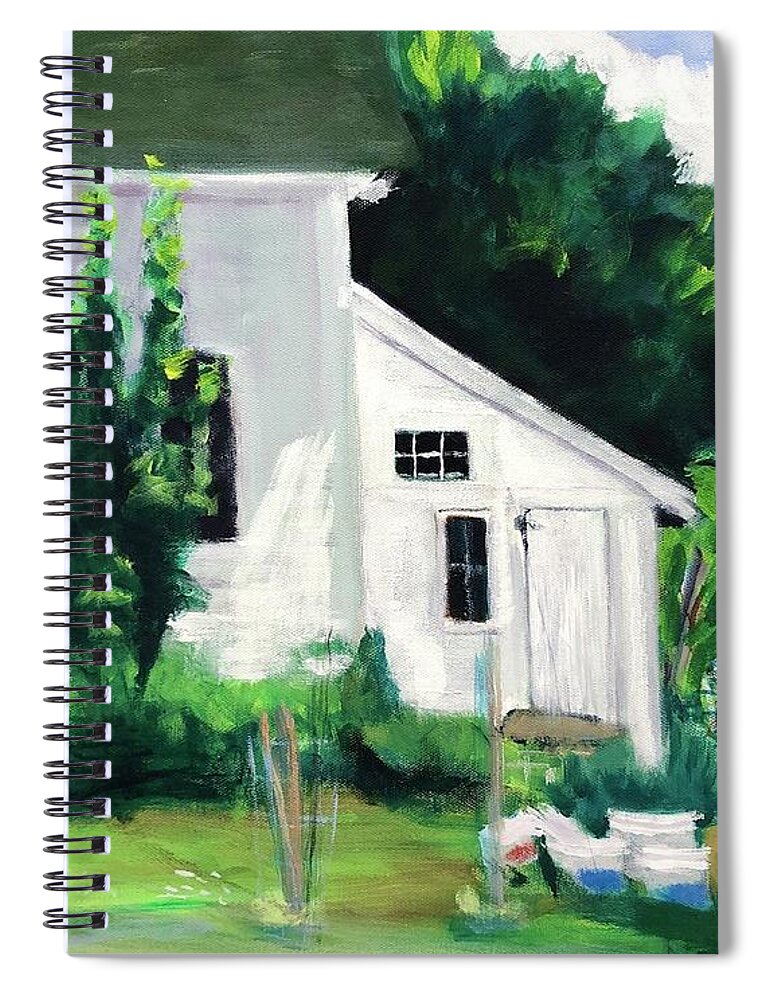 Home Town Spiral Notebook featuring the painting Garden Shed by Cyndie Katz