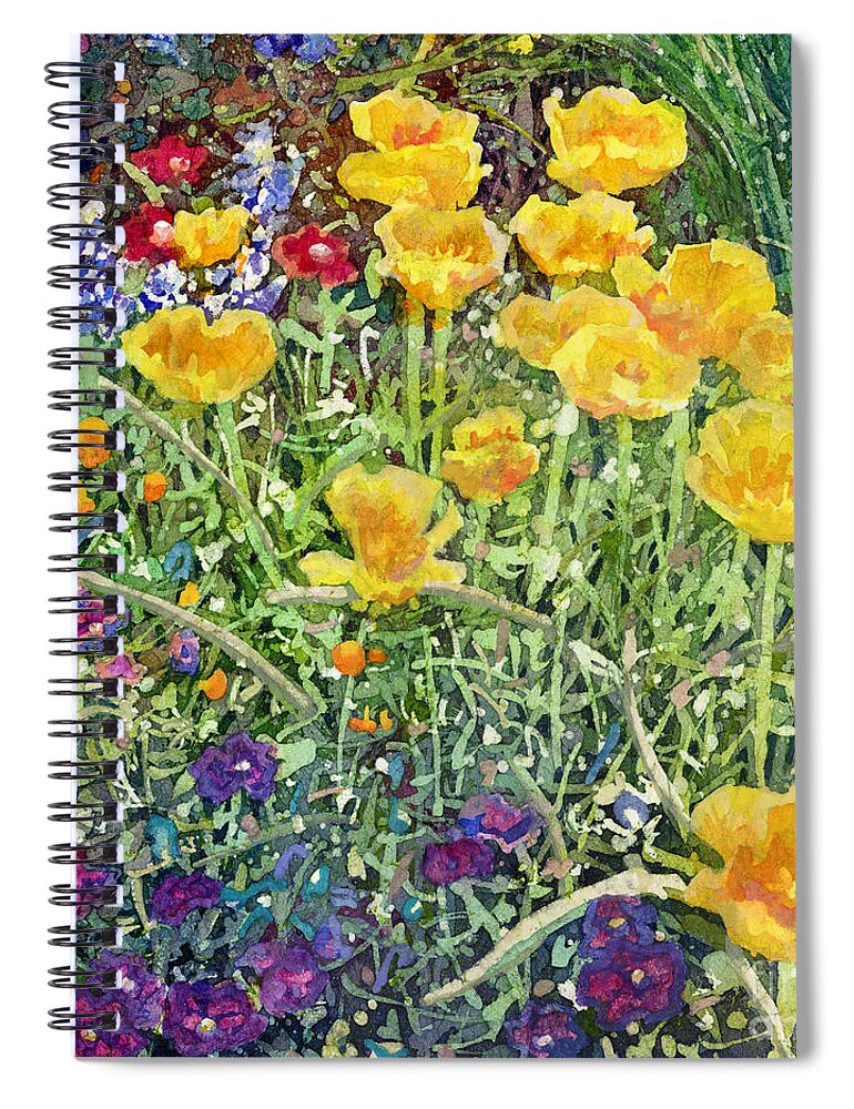 Garden Spiral Notebook featuring the painting Gardener's Delight-Yellow Flowers by Hailey E Herrera