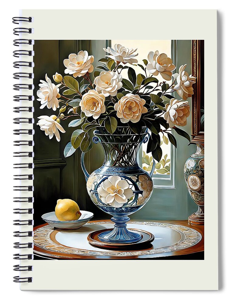 Gardenia Spiral Notebook featuring the digital art Gardenia by Greg Joens
