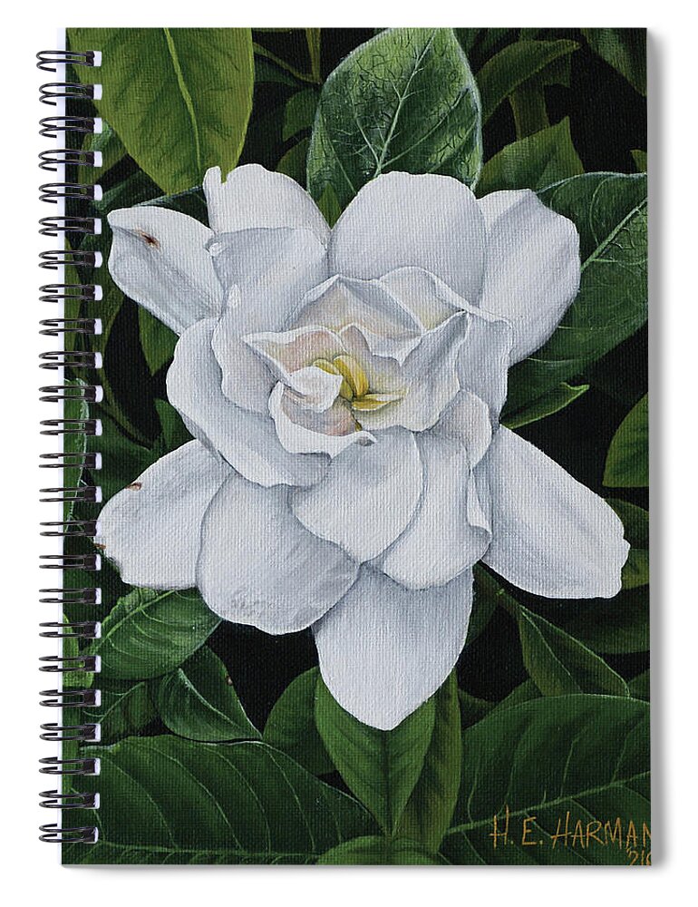 Gardenia Spiral Notebook featuring the painting Gardenia by Heather E Harman