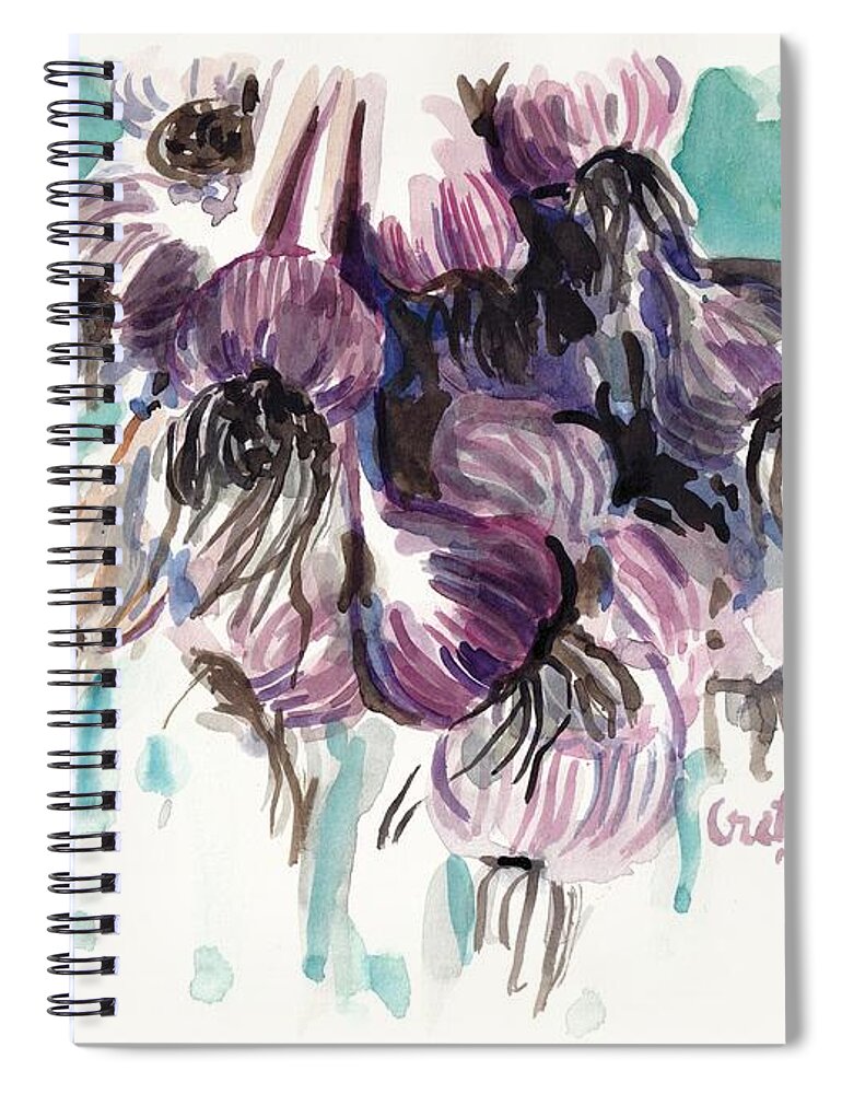 Garlic Spiral Notebook featuring the painting Garlic Flowers by George Cret