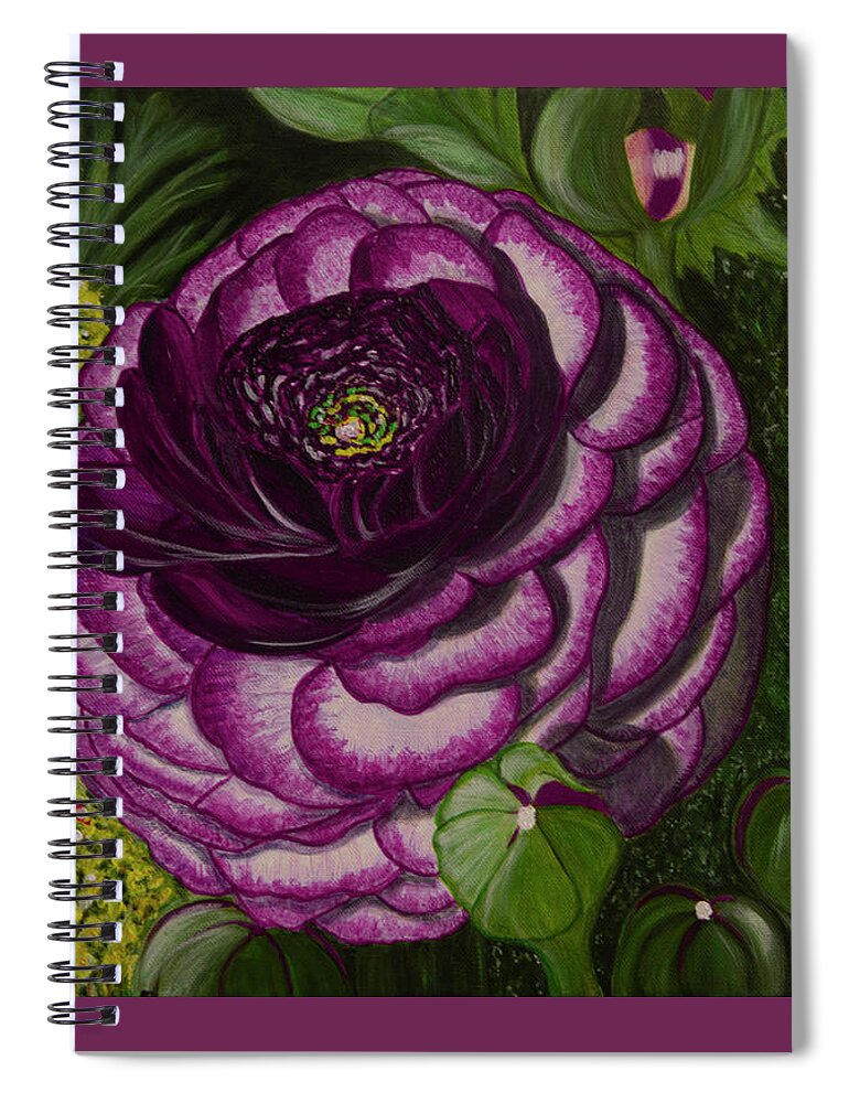 Floral Spiral Notebook featuring the painting Garnet Punch by Donna Manaraze