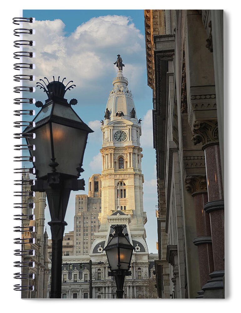 Gaslight Spiral Notebook featuring the photograph Gaslight - Philadelphia by Bill Cannon