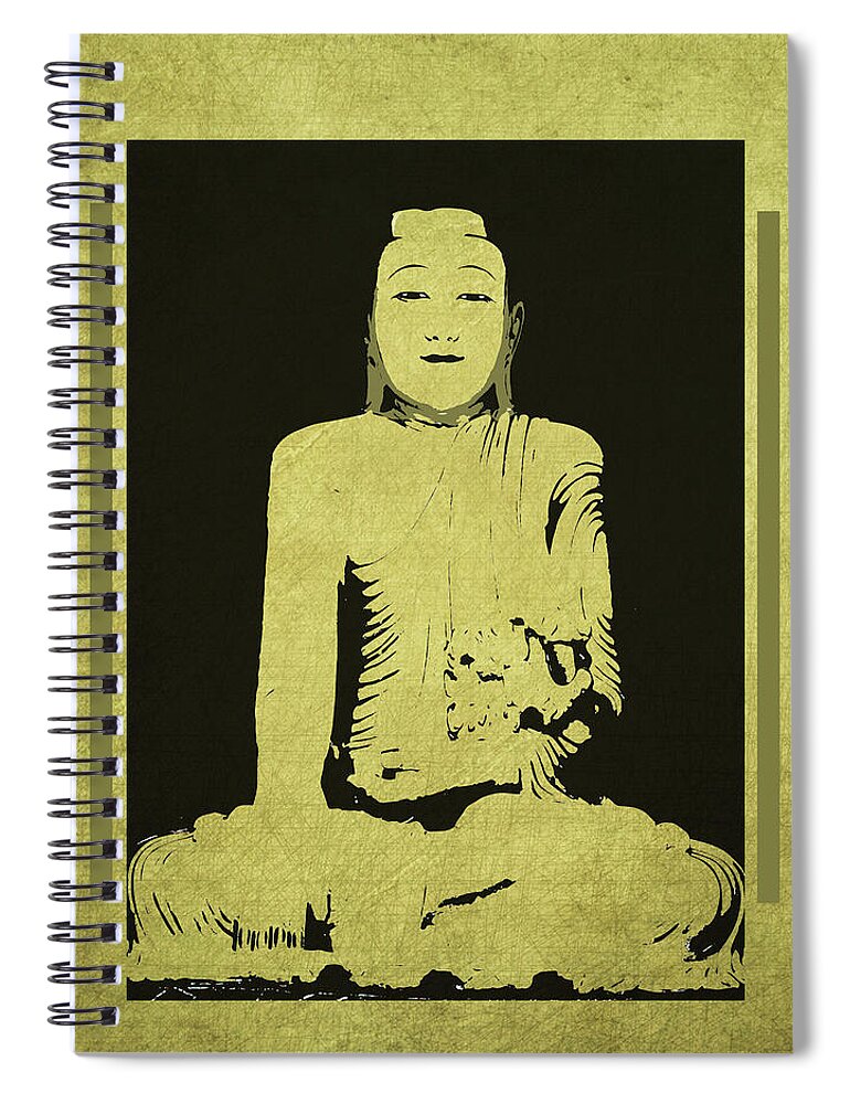 Gautama Buddha Rectangle Format Spiral Notebook featuring the mixed media Gautama Buddha Rectangle Format by Kandy Hurley