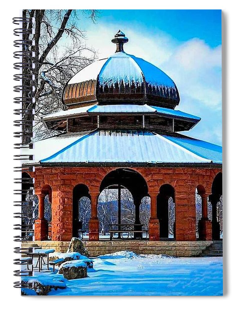 Gazebo Spiral Notebook featuring the photograph Gazebo at Winter by Phil S Addis