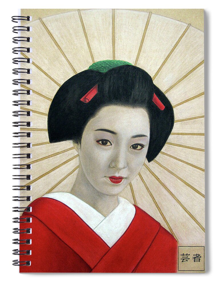 Geisha Spiral Notebook featuring the painting Geisha by Lynet McDonald