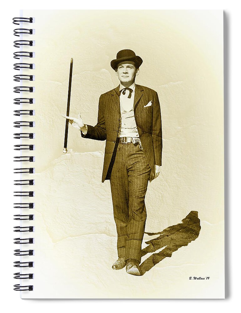 2d Spiral Notebook featuring the digital art Gene Barry As Bat Masterson by Brian Wallace