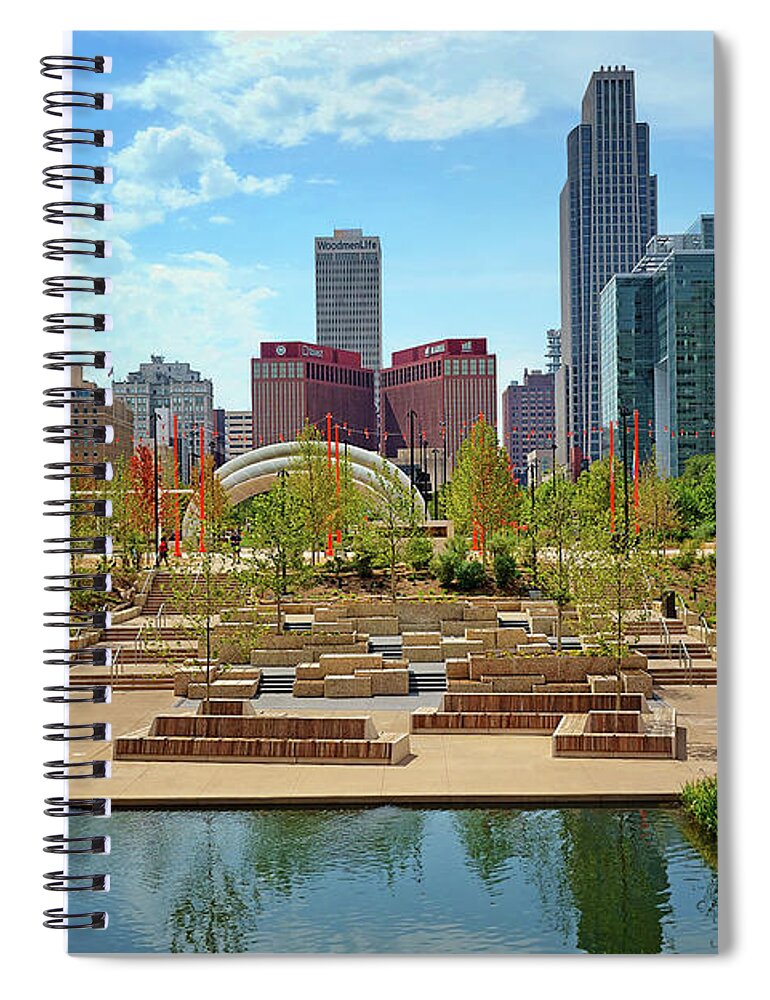 Omaha Spiral Notebook featuring the photograph Gene Leahy Mall - Omaha Nebraska - 2022 by Nikolyn McDonald
